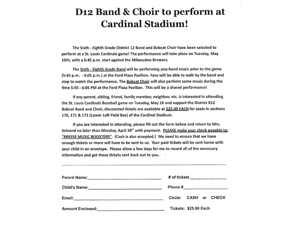 Band & Choir Order Form